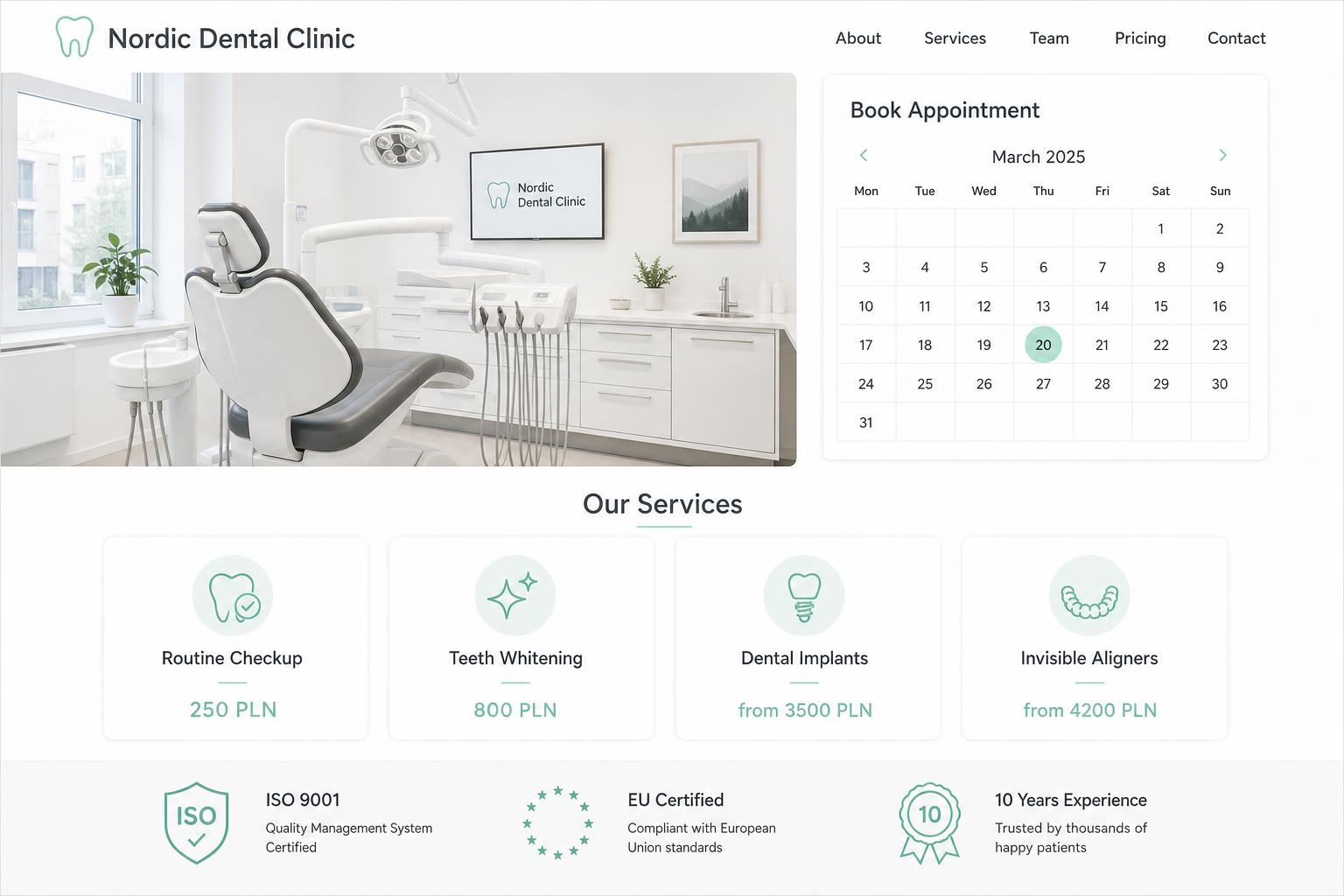 Nordic Dental Clinic desktop view